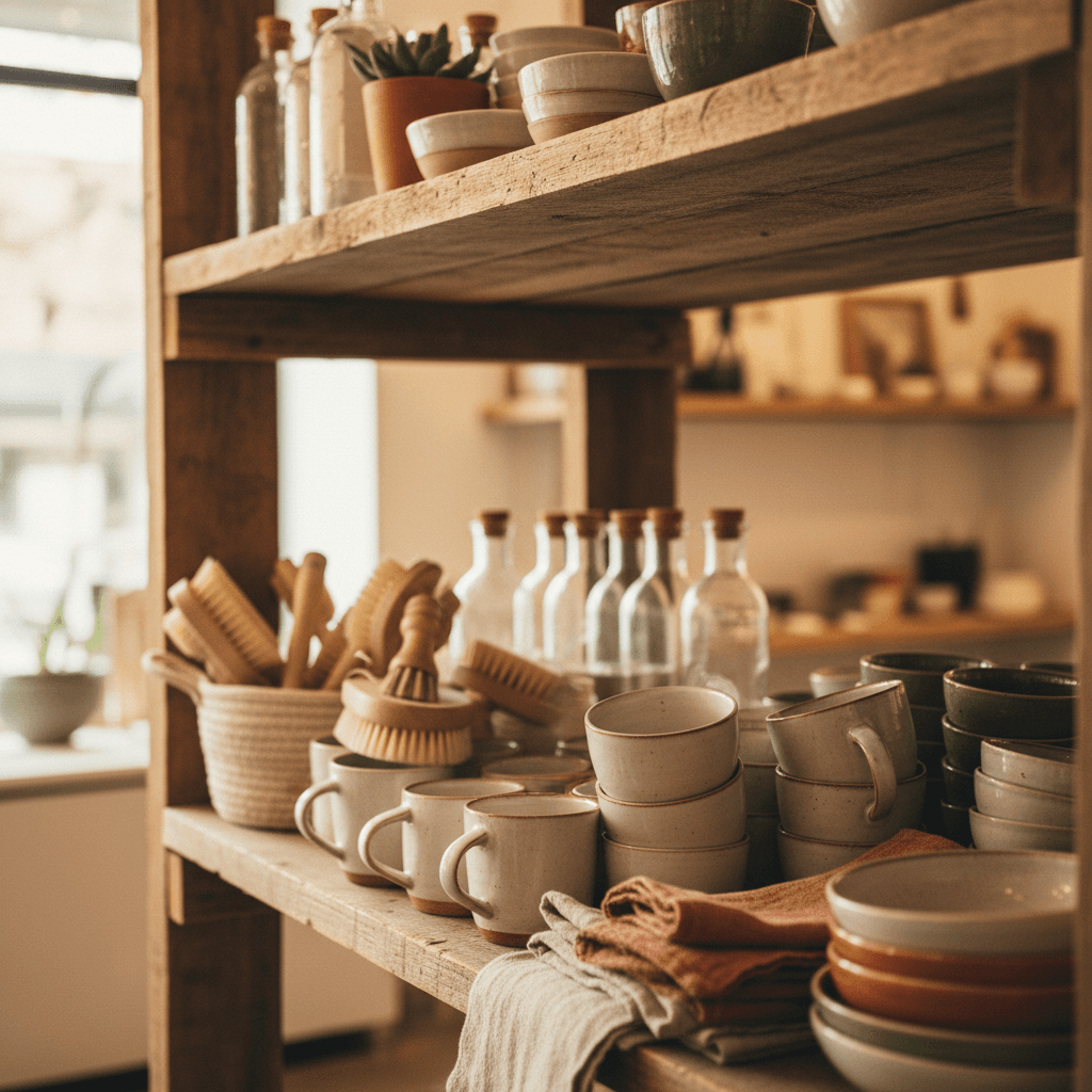 Curated product selection on display