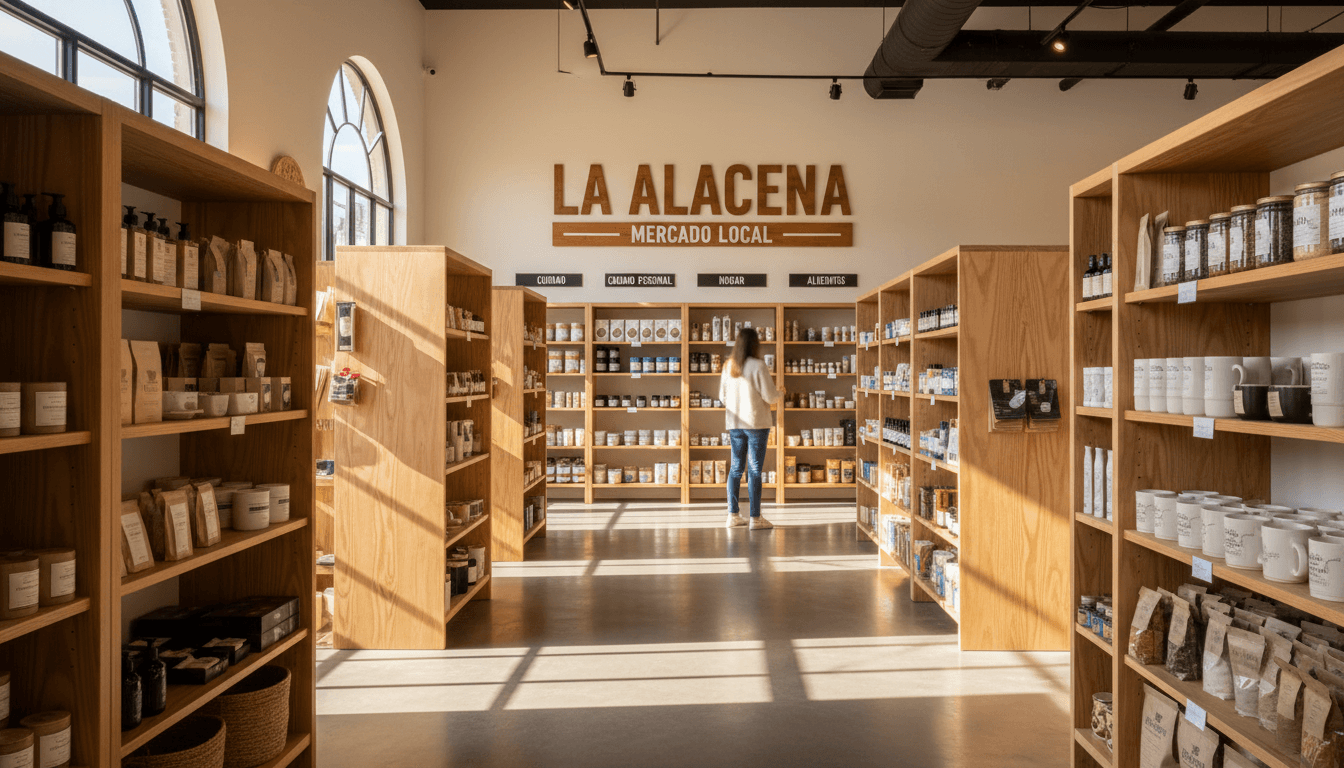 Welcoming retail interior at Janet Shops with organized product shelves and warm lighting